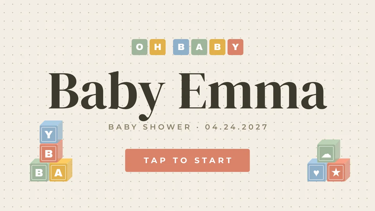 Baby Blocks photo booth start screen
