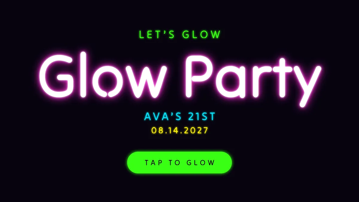 Blacklight Splatter photo booth start screen