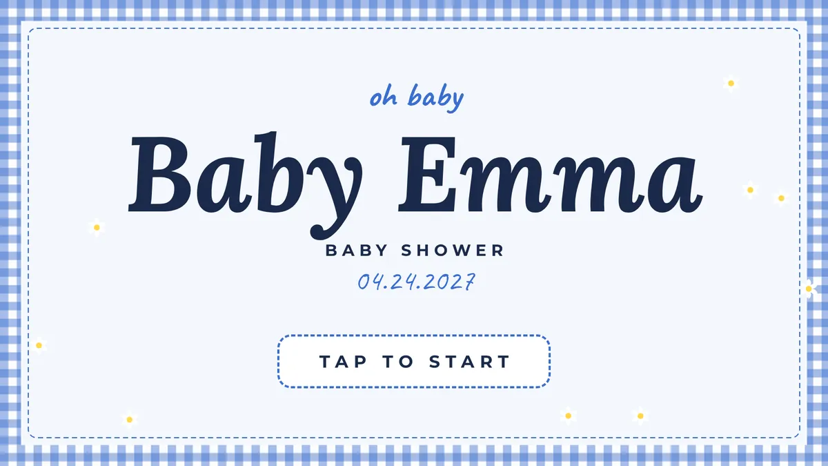 Blue Gingham photo booth start screen