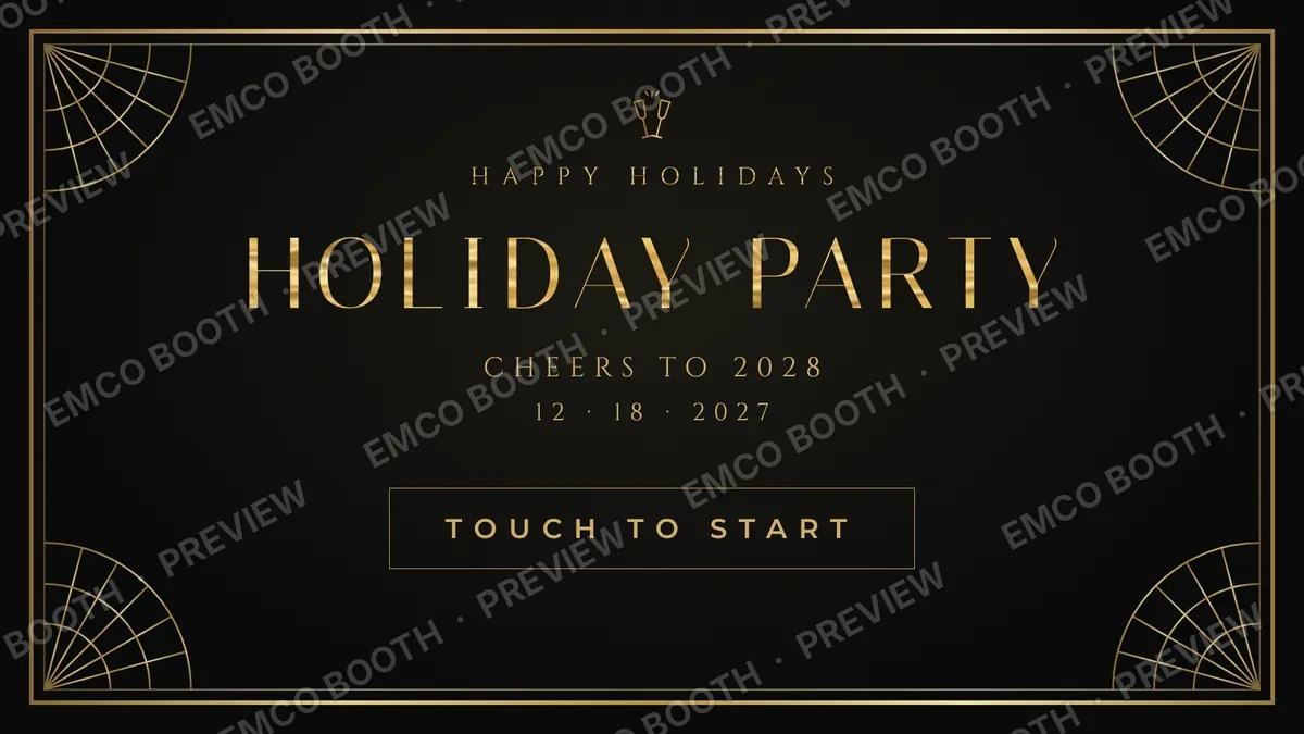 Champagne Noir photo booth start screen
