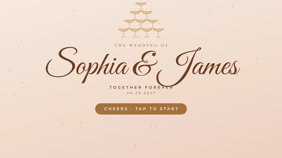 Champagne Tower photo booth start screen