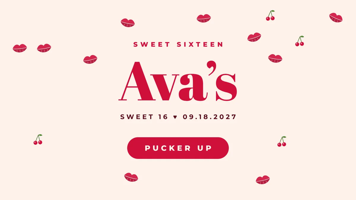Cherry Lip Print photo booth start screen