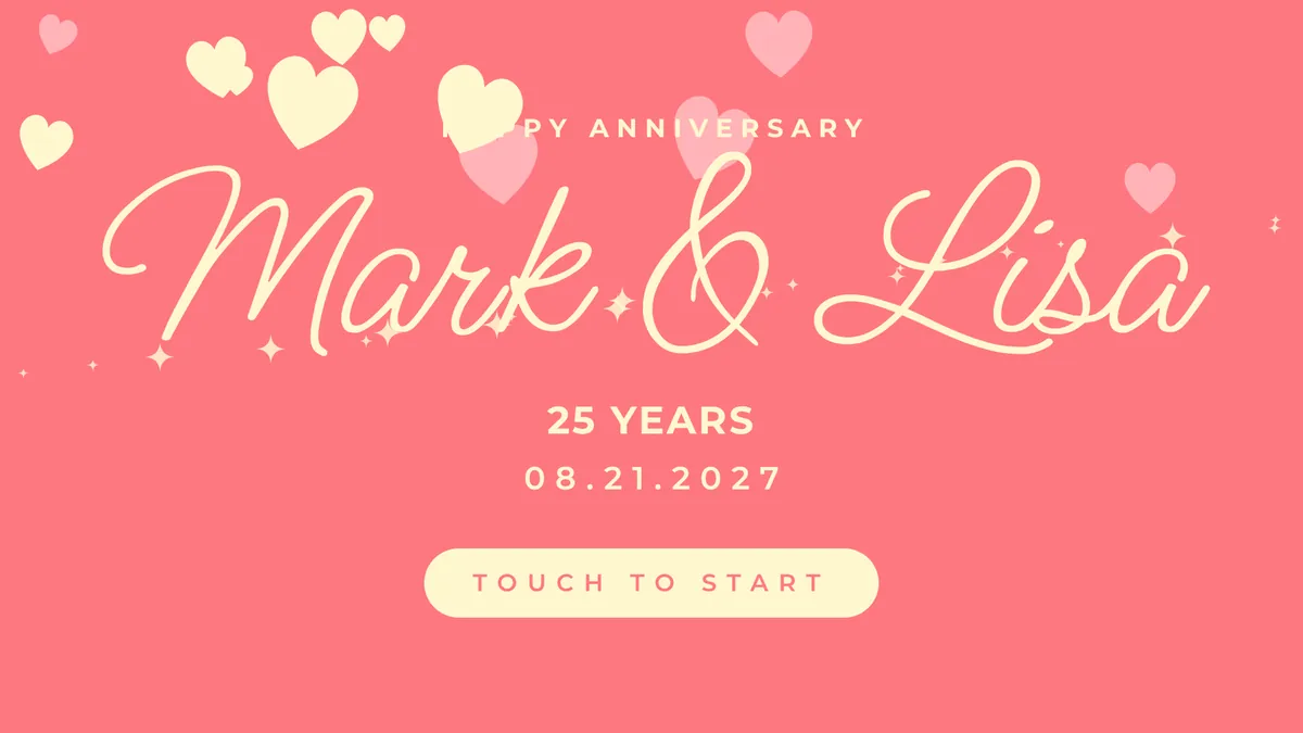 Coral Hearts Flat photo booth start screen