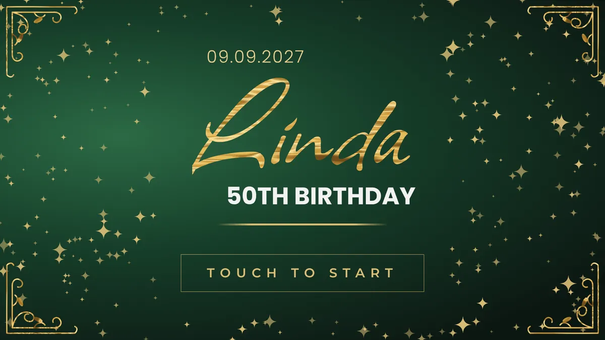 Emerald Gold 50 photo booth start screen