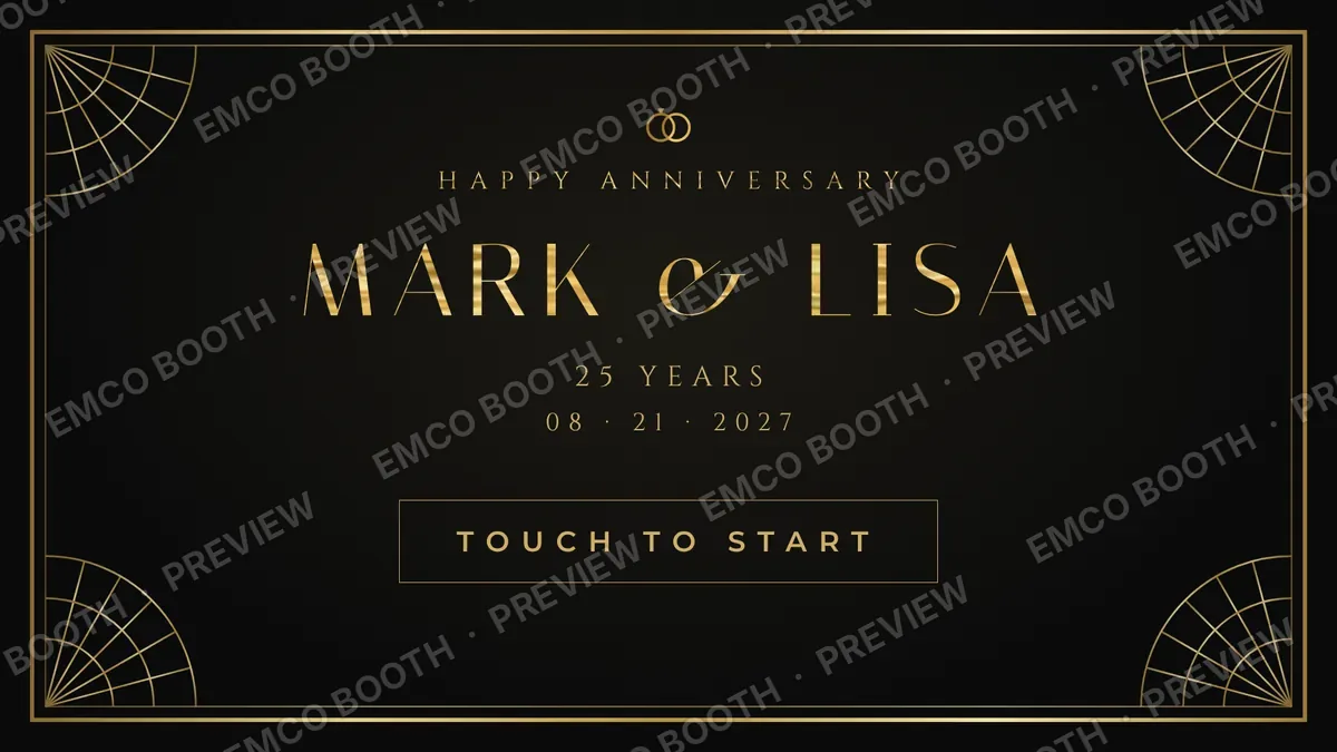 Golden Noir Rings photo booth start screen