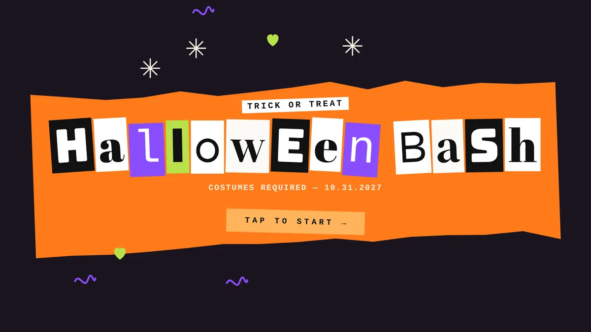 Halloween Zine photo booth start screen