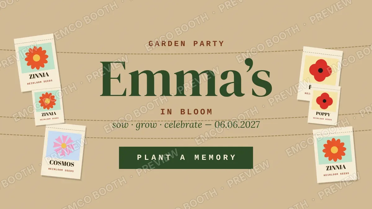 Heirloom Seed Packets photo booth start screen