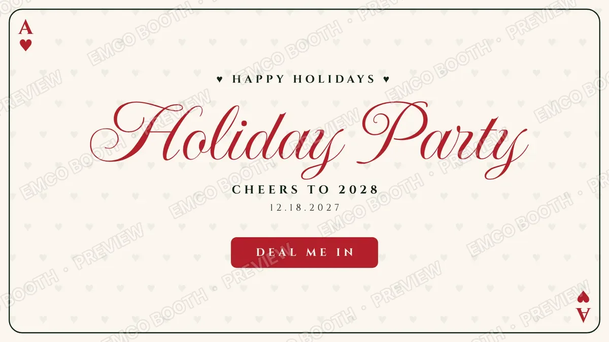 Holiday Hearts Card photo booth start screen