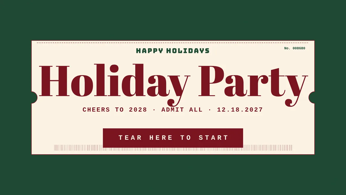 Holiday Ticket photo booth start screen