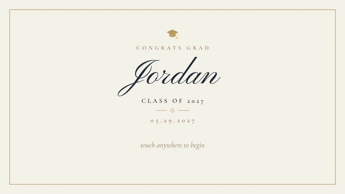 Ivory Grad Editorial photo booth start screen