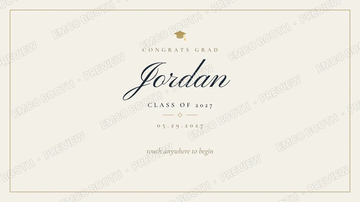 Ivory Grad Editorial photo booth start screen