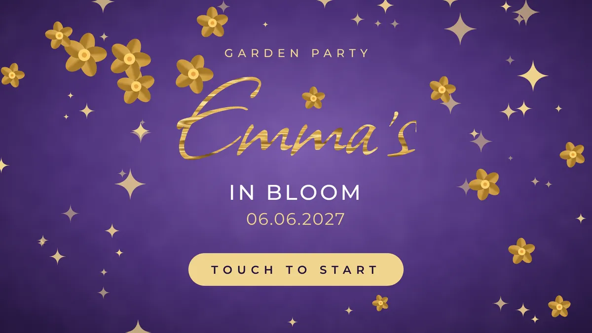 Lavender Floral Velvet photo booth start screen