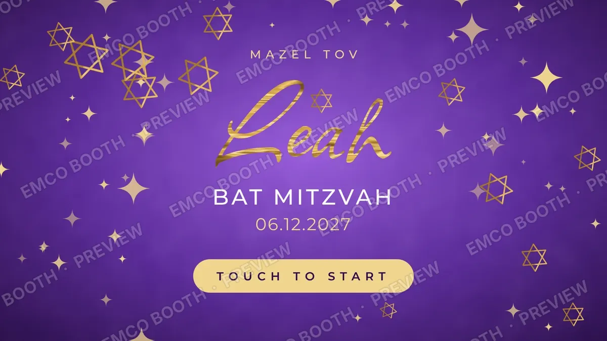 Lilac Velvet Star photo booth start screen