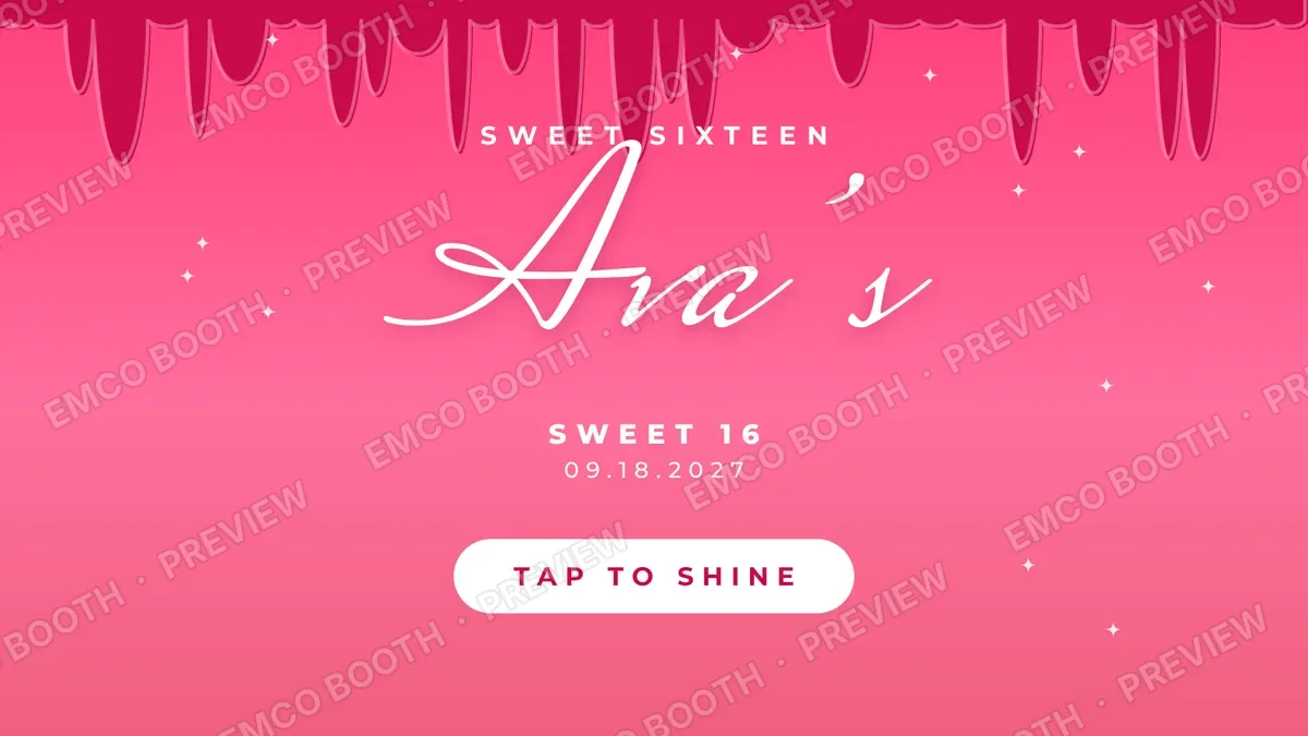 Lip Gloss Drip photo booth start screen