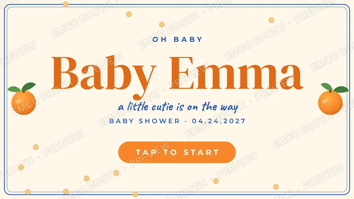 Little Cutie Clementines photo booth start screen