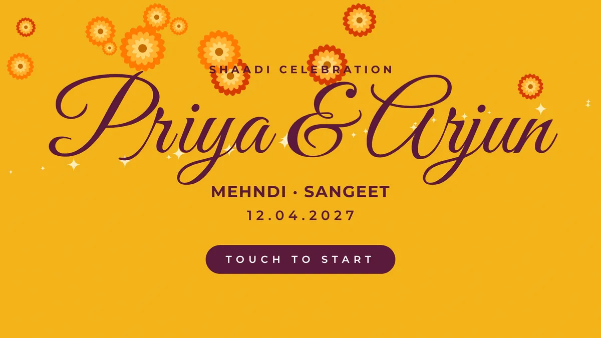 Marigold Mehndi photo booth start screen