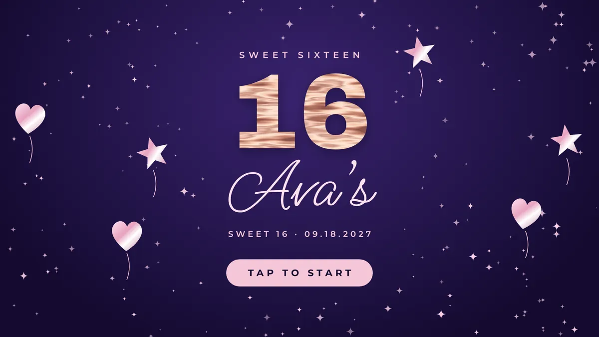 Mylar 16 photo booth start screen