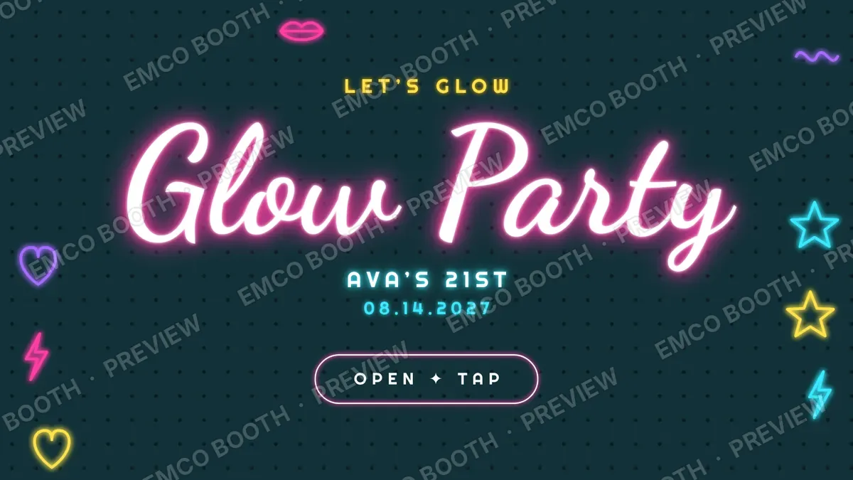 Neon Tube Sign photo booth start screen