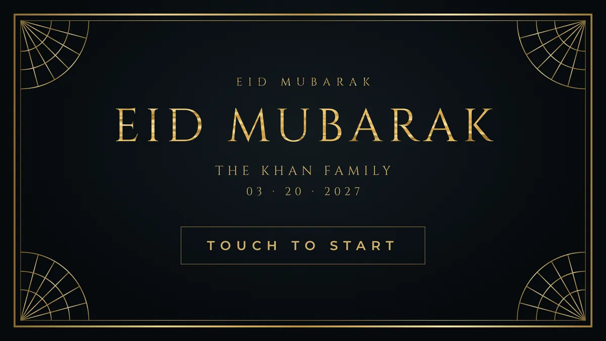 Noir Gold Eid photo booth start screen