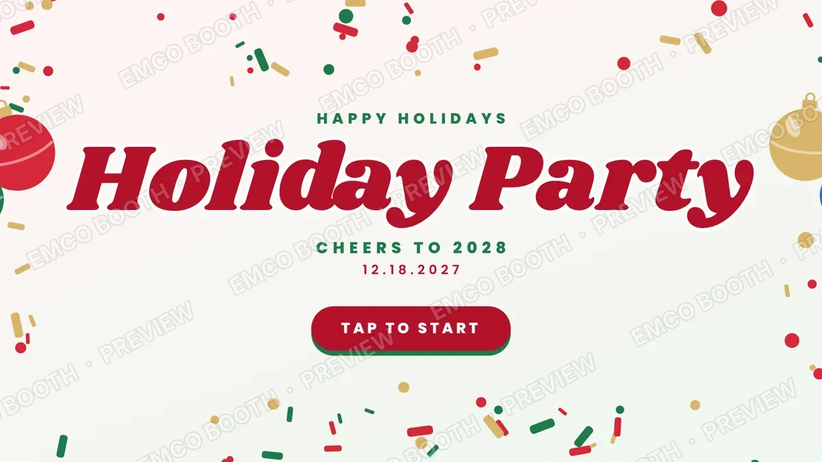 Ornament Pop photo booth start screen