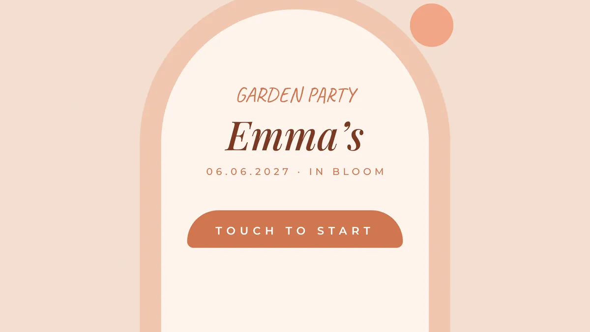 Peach Floral Arch photo booth start screen