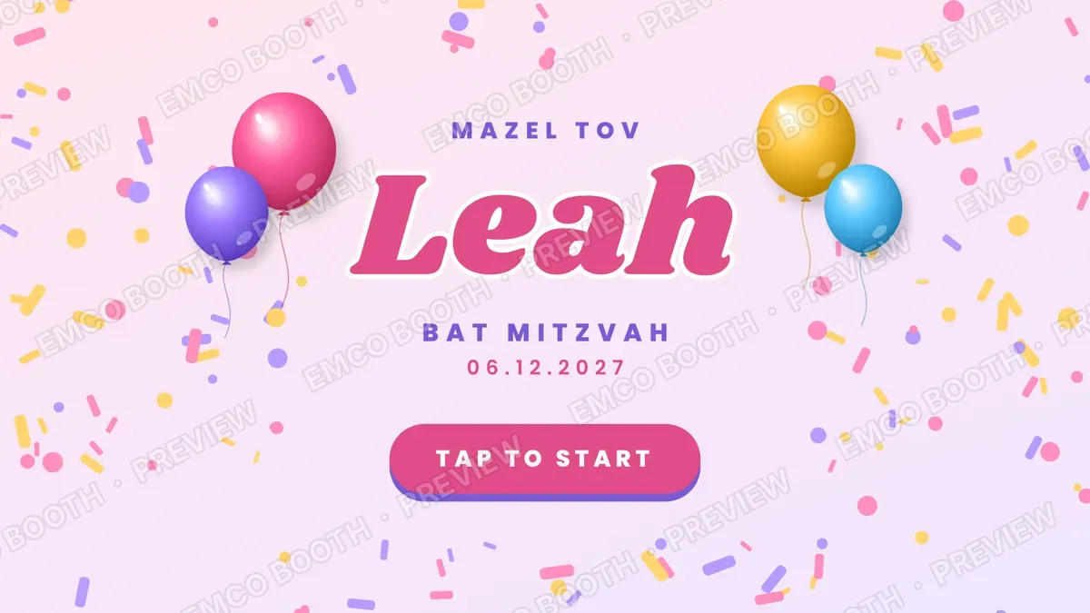 Pink Balloon Pop photo booth start screen