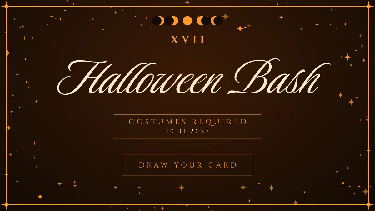 Pumpkin Tarot photo booth start screen