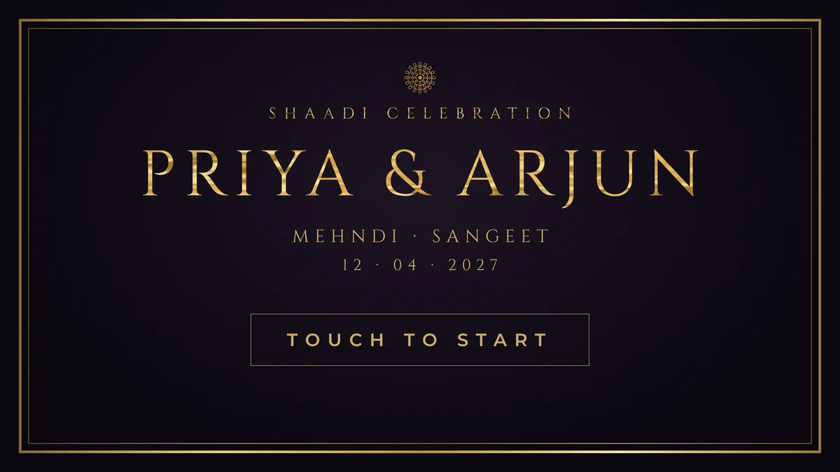 Royal Noir Shaadi photo booth start screen
