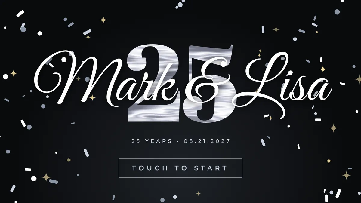 Silver 25 Numeral photo booth start screen