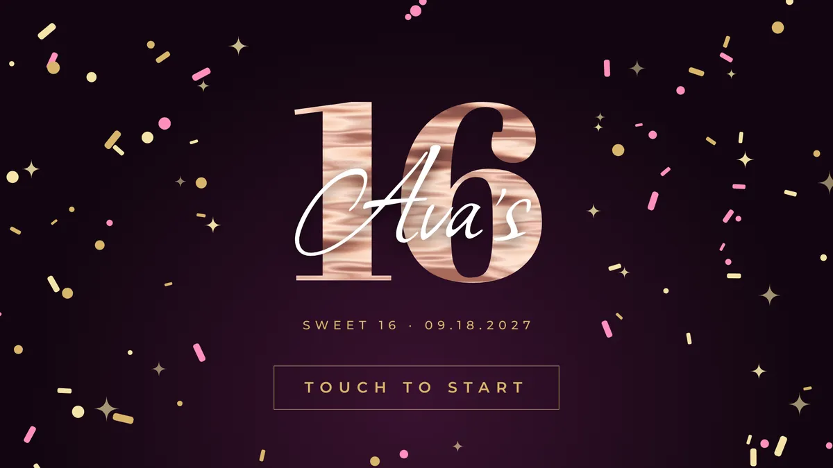 Sweet 16 Numeral photo booth start screen