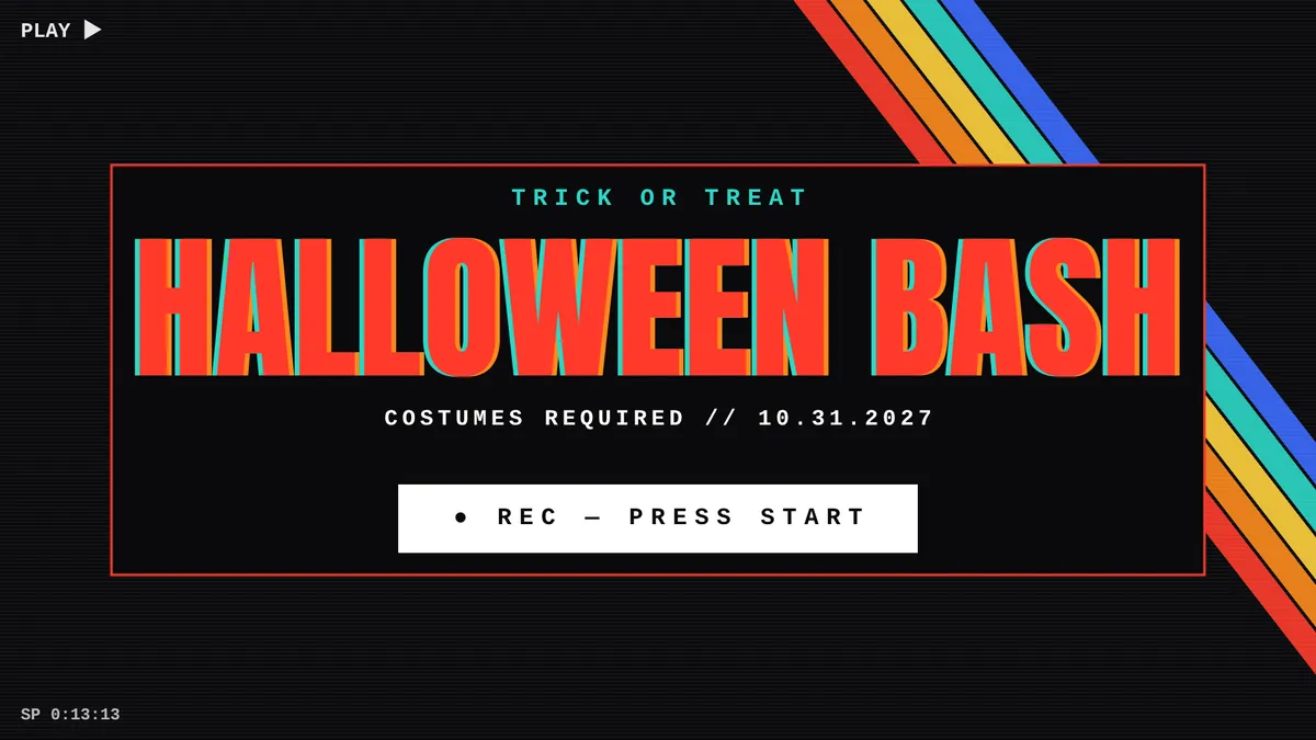 VHS Slasher photo booth start screen