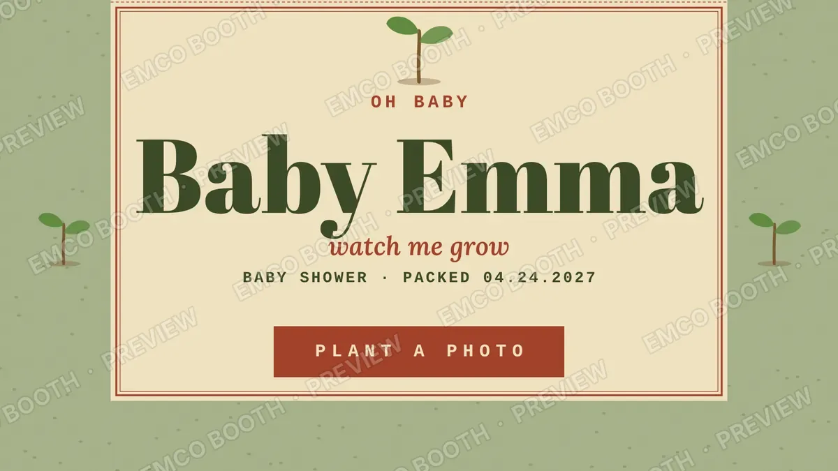 Watch Me Grow Seed Packet photo booth start screen