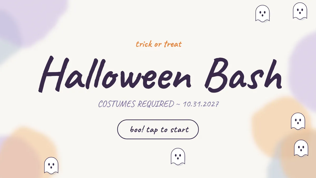 Watercolour Ghosts photo booth start screen